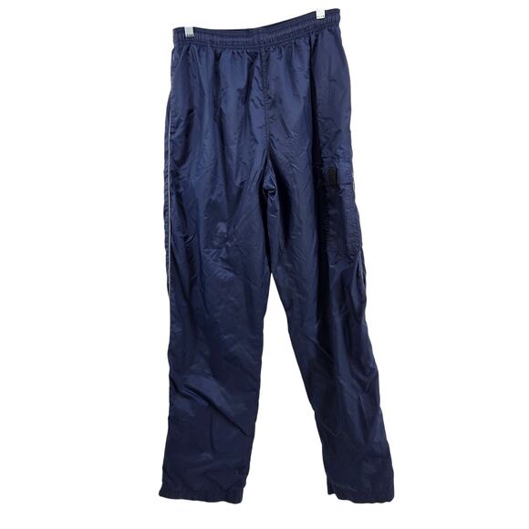 Vintage Y2K Navy Nylon Windbreaker Track Pants Size MD Athletics Sports 90s - Picture 1 of 11